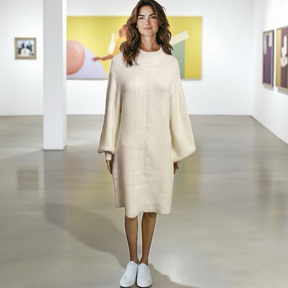 a loves a Ivory Mock Turtleneck Sweater Dress Size Large